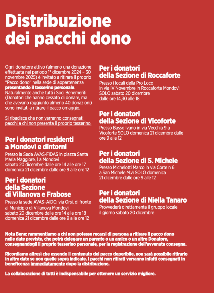 Pacchi dono 2025